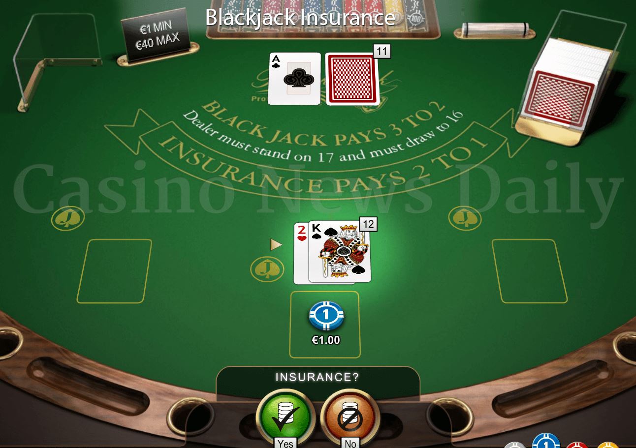 Blackjack game insurance option
