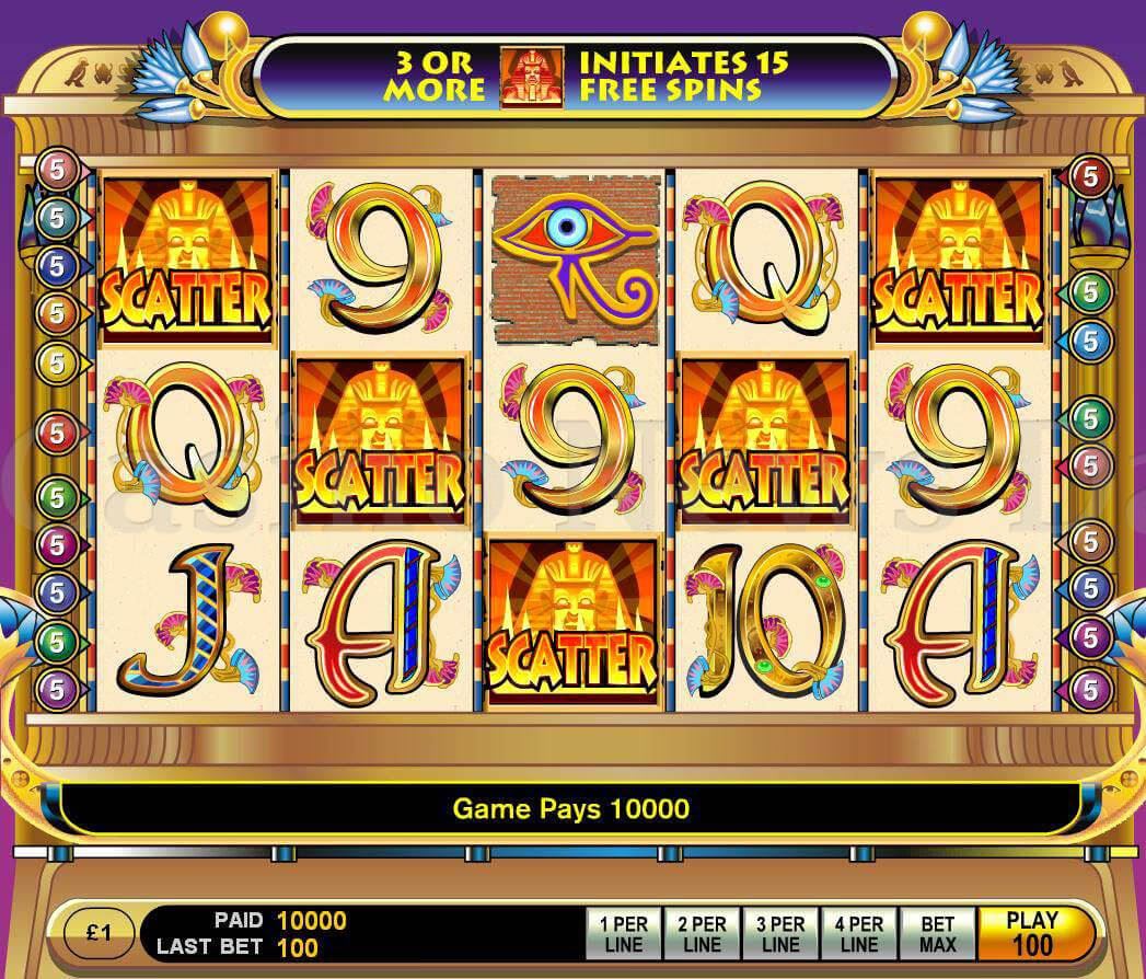 Screenshot 5 scatters on a slot machine display